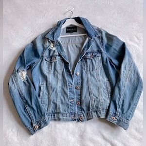 Blue Denim Jean Distressed Oversized Jacket